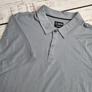 Cuts AO Polo Shirt Mens 2XL Gray Golf Performance Short Sleeve Curve Hem Stretch